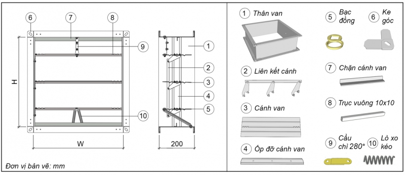 VAN GIÓ CHẶN LỬA/ NGĂN KHÓI - 280 °