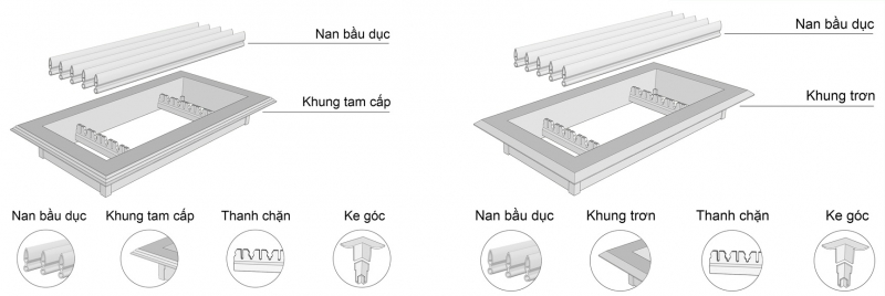 CỬA NHỰA 1 LỚP NAN BẦU DỤC